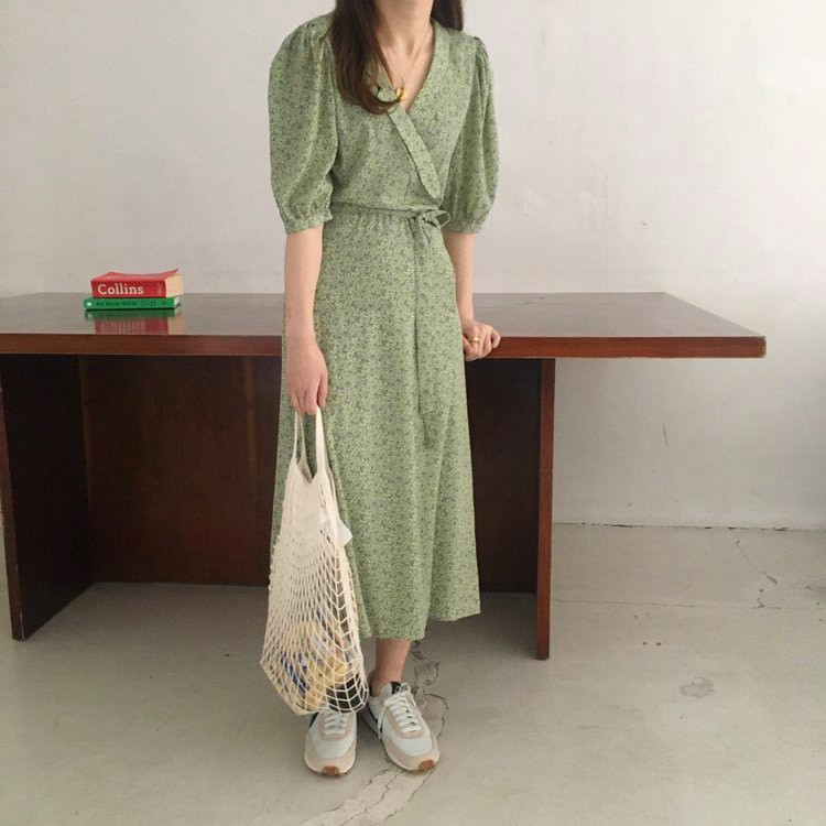 ワンピース 花柄 半袖 ロングワンピース レディース 韓国ファッション 送料無料 ジョイフィール joyfeel