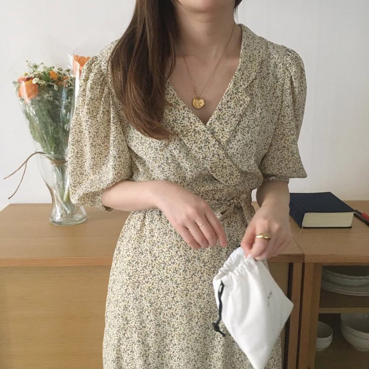 ワンピース 花柄 半袖 ロングワンピース レディース 韓国ファッション 送料無料 ジョイフィール joyfeel