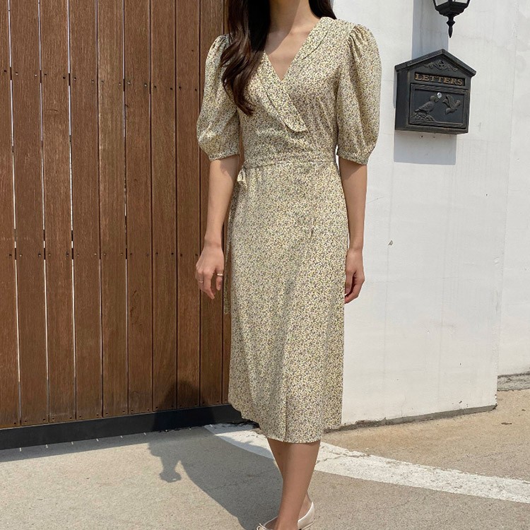 ワンピース 花柄 半袖 ロングワンピース レディース 韓国ファッション 送料無料 ジョイフィール joyfeel