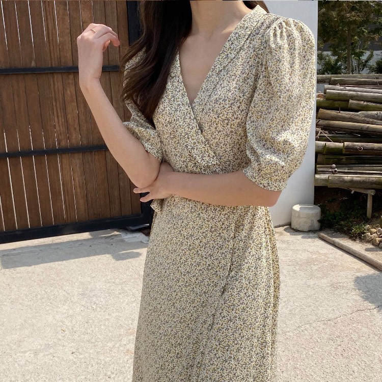 ワンピース 花柄 半袖 ロングワンピース レディース 韓国ファッション 送料無料 ジョイフィール joyfeel