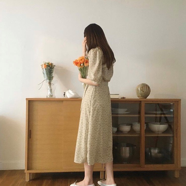 ワンピース 花柄 半袖 ロングワンピース レディース 韓国ファッション 送料無料 ジョイフィール joyfeel