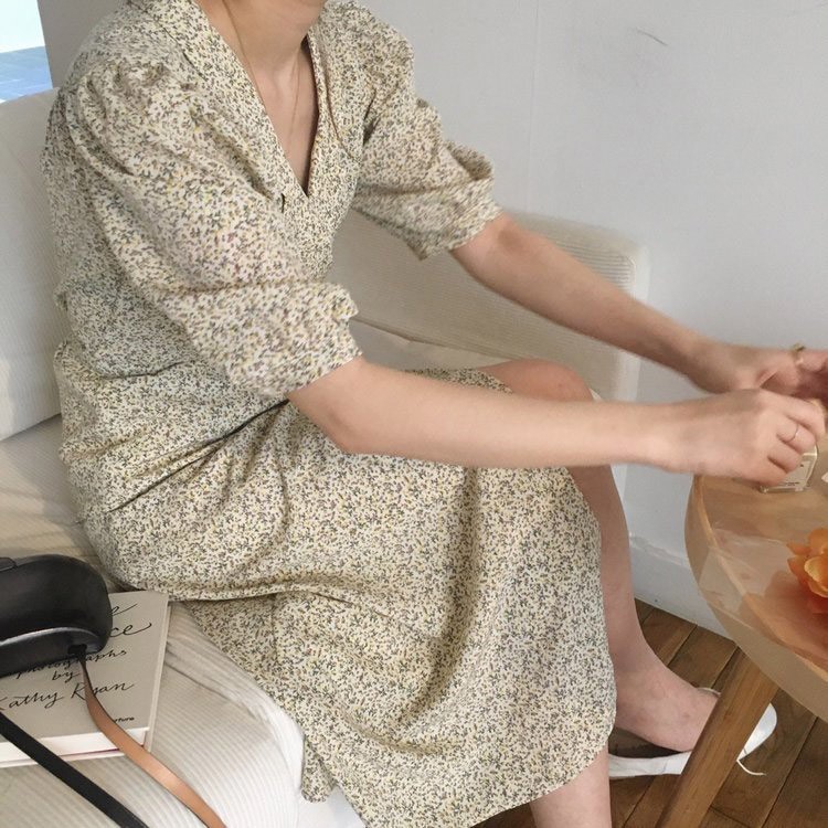 ワンピース 花柄 半袖 ロングワンピース レディース 韓国ファッション 送料無料 ジョイフィール joyfeel