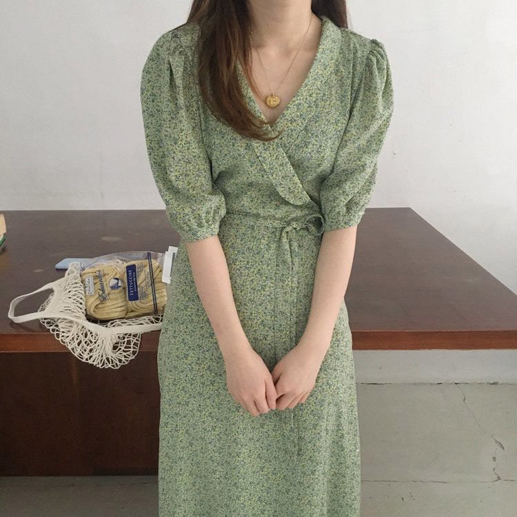 ワンピース 花柄 半袖 ロングワンピース レディース 韓国ファッション 送料無料 ジョイフィール joyfeel