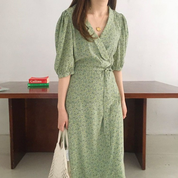 ワンピース 花柄 半袖 ロングワンピース レディース 韓国ファッション 送料無料 ジョイフィール joyfeel