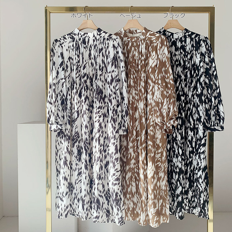 ワンピース レディース おしゃれ プリーツ ギャザー 膝丈 バイカラー 韓国 送料無料 Dazzle ダズル