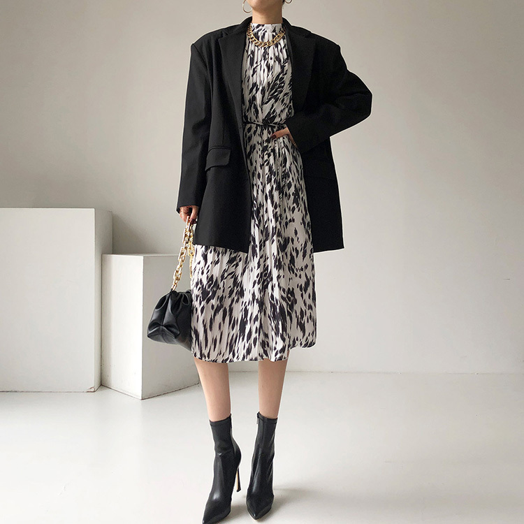 ワンピース レディース おしゃれ プリーツ ギャザー 膝丈 バイカラー 韓国 送料無料 Dazzle ダズル