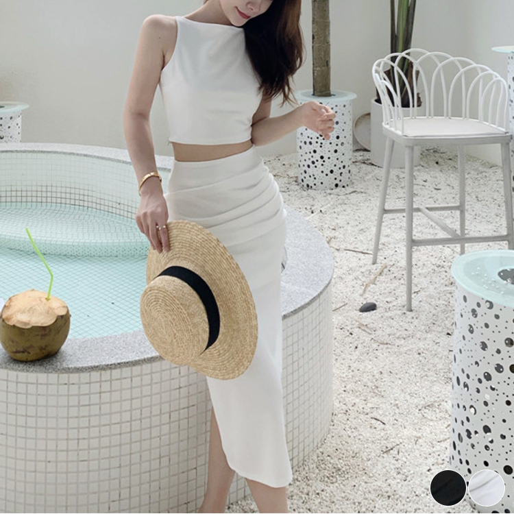 セットアップ レディース スカート セクシー リゾート きれいめ シンプル タンクトップ ロングスカート Dazzle ダズル