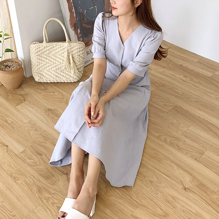 ワンピース レディース セミロング ミモレ丈 ロングワンピース ウエストマーク エレガント きれいめ ジョイフィール joyfeel
