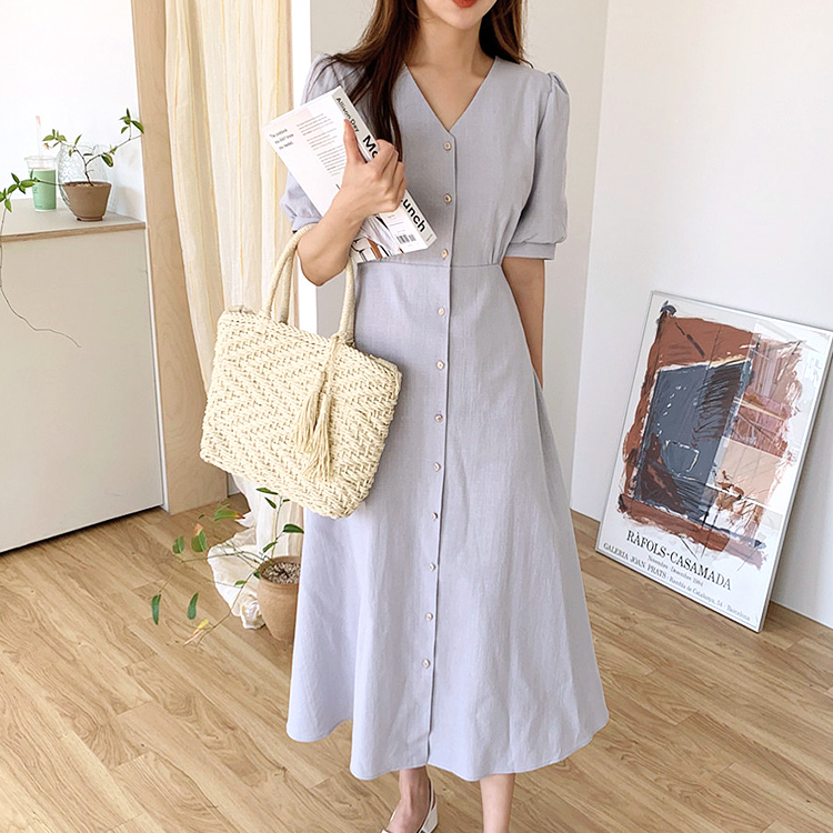 ワンピース レディース セミロング ミモレ丈 ロングワンピース ウエストマーク エレガント きれいめ ジョイフィール joyfeel