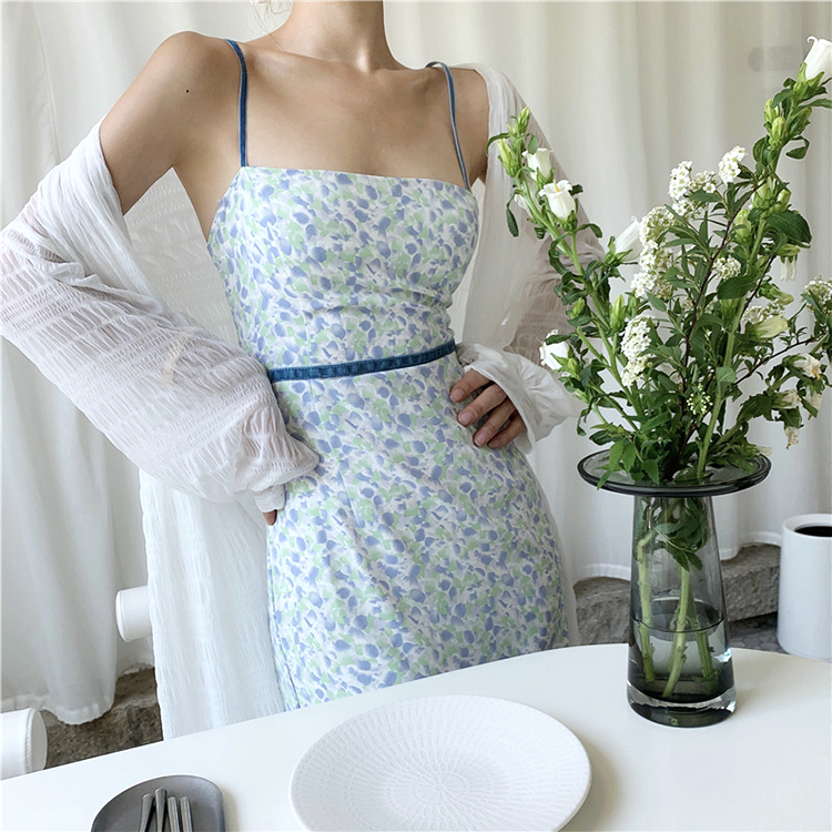 ワンピース レディース 花柄 キャミソール 大柄 小花柄 膝丈 セクシー エレガント 背中みせ タイト バカンス リゾート ジョイフィール joyfeel