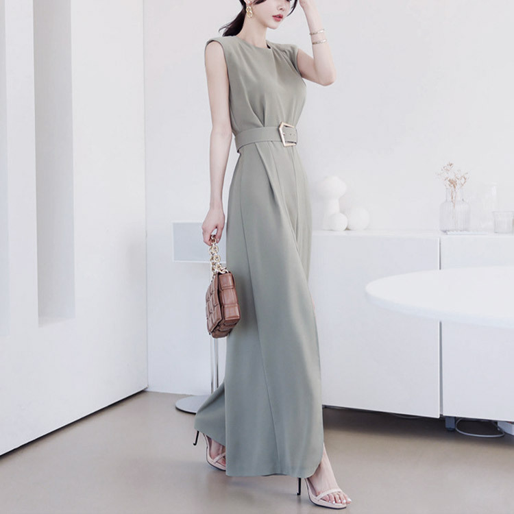 オールインワン ドレス レディース ノースリーブ パーティードレス パンツドレス スリット ウエストマーク Dazzle ダズル