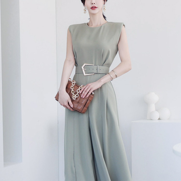 オールインワン ドレス レディース ノースリーブ パーティードレス パンツドレス スリット ウエストマーク Dazzle ダズル