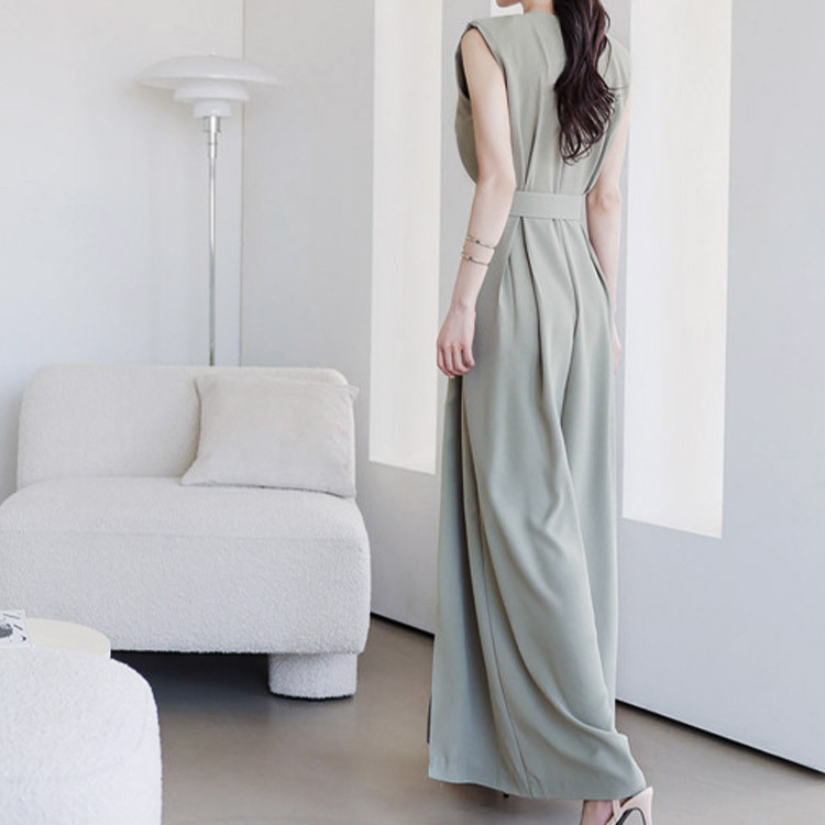 オールインワン ドレス レディース ノースリーブ パーティードレス パンツドレス スリット ウエストマーク Dazzle ダズル