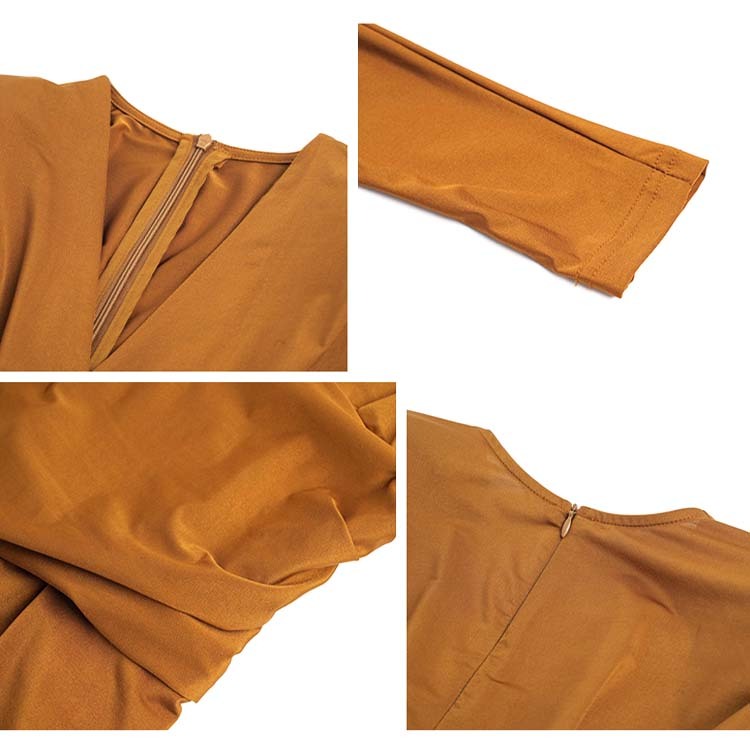 ワンピース レディース セクシー 長袖 スリット ロング ロングワンピース ミモレ丈 ドルマン袖 Vネック カシュクール Dazzle ダズル