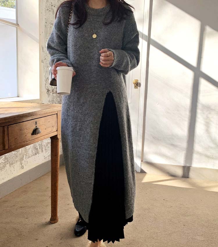 ニットワンピース レディース スリット ワンピース ニット ロング丈 ロングワンピース おしゃれゆったり スリットワンピース

 ジョイフィール joyfeel