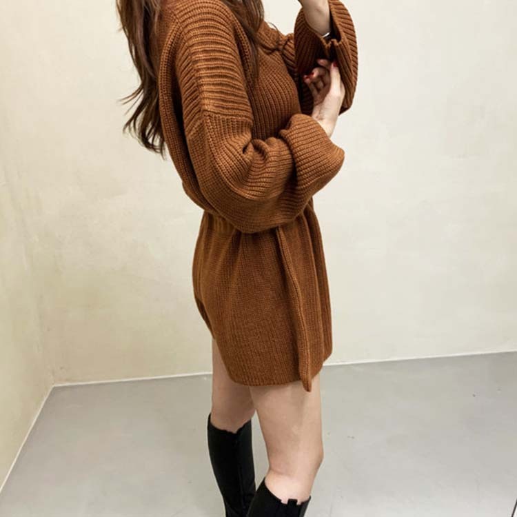 サロペット レディース オールインワン ショート丈 ニット ニットオールインワン ショートパンツ 長袖 おしゃれ かわいい ジョイフィール joyfeel