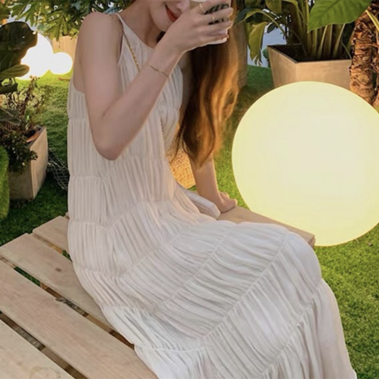 ワンピース レディース ティアード ノースリーブ ふんわり ロングワンピース ロング丈 キャミソール きれいめ シフォン 夏 体系カバー ビーチ バカンス おしゃれ ジョイフィール joyfeel