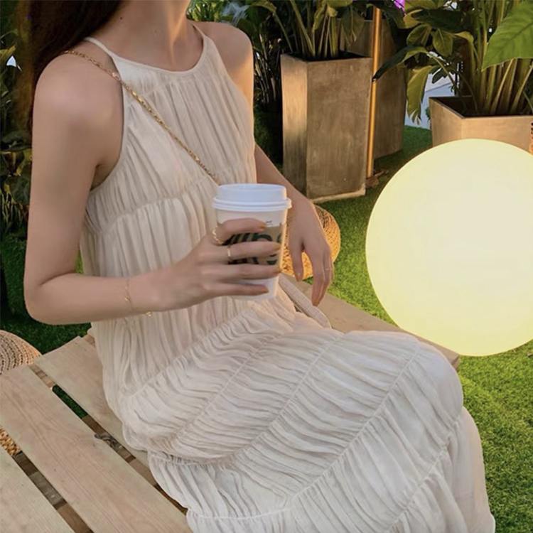 ワンピース レディース ティアード ノースリーブ ふんわり ロングワンピース ロング丈 キャミソール きれいめ シフォン 夏 体系カバー ビーチ バカンス おしゃれ ジョイフィール joyfeel