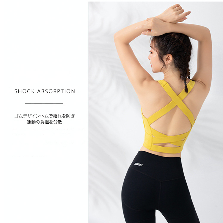 ヨガウェア トップス カップ付き タンクトップ ブラトップ キャミ ハーフ ホットヨガ スポーツウェア Dazzle ダズル