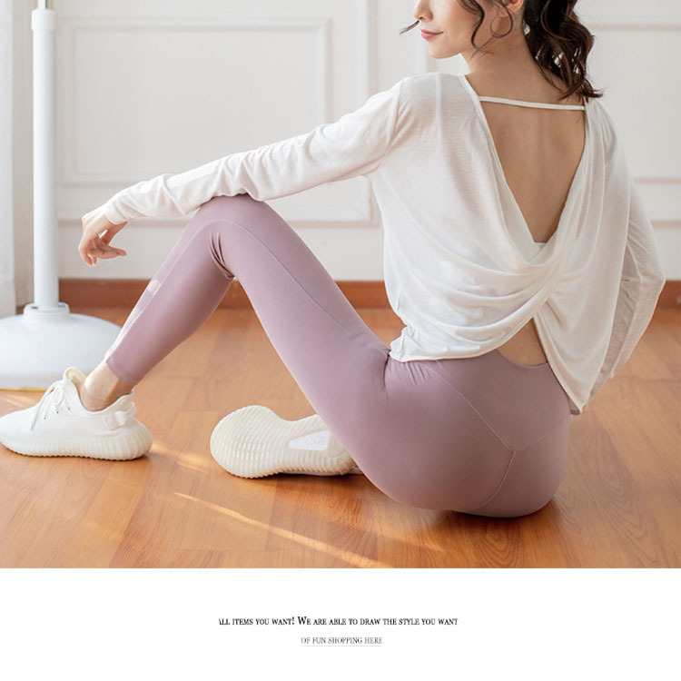 ヨガウェア ホットヨガ Tシャツ レディース トップス 長袖 背中みせ セクシー おしゃれ ヨガ フィットネス ゆったり ヨガTシャツ スポーツウェア ランニング ジョイフィール joyfeel