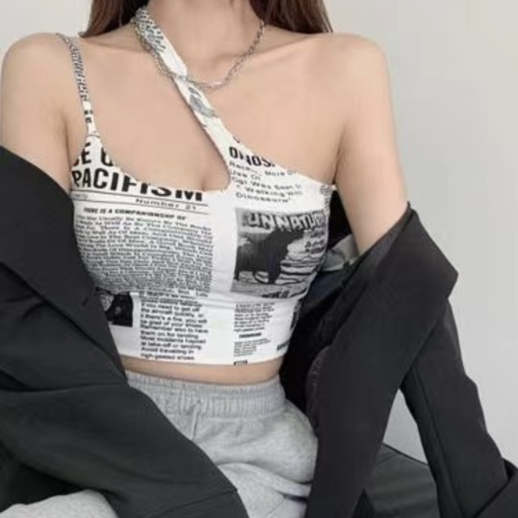 ヨガウェア ブラ カップ付 ホットヨガ ブラトップ スポブラ おしゃれ インナー スポーツブラ 英字 柄 プリント バイカラー ワンショルダー アシンメトリー Dazzle ダズル