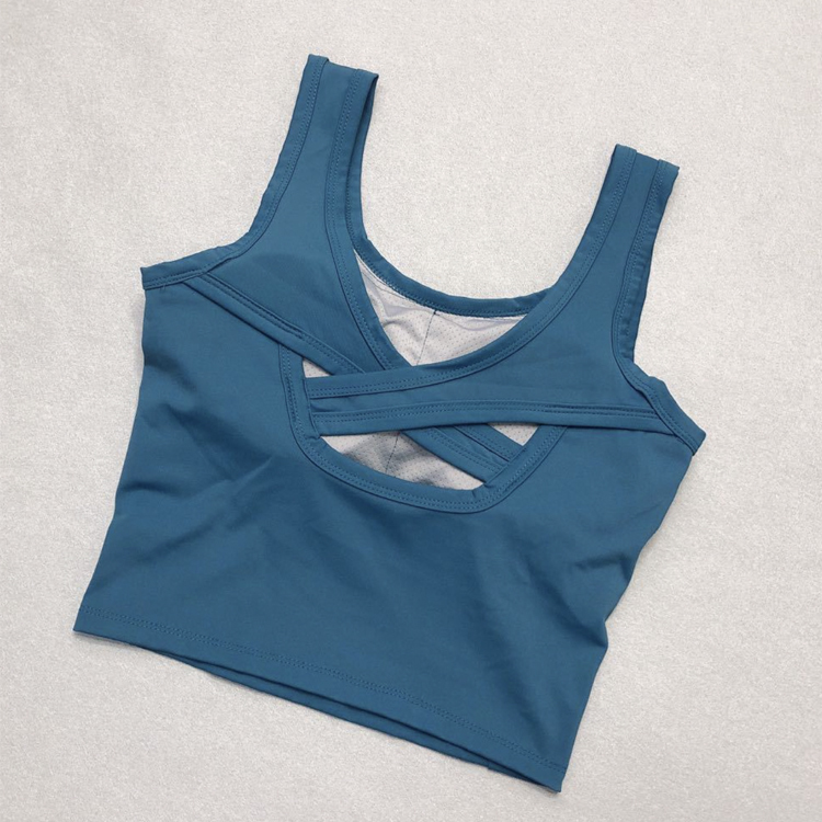 ヨガウエア タンクトップ レディース カップ付き パッド付き ブラ ヨガウェア トップス ヨガ ホットヨガ 無地 ノースリーブ クロス スポーツブラ Dazzle ダズル