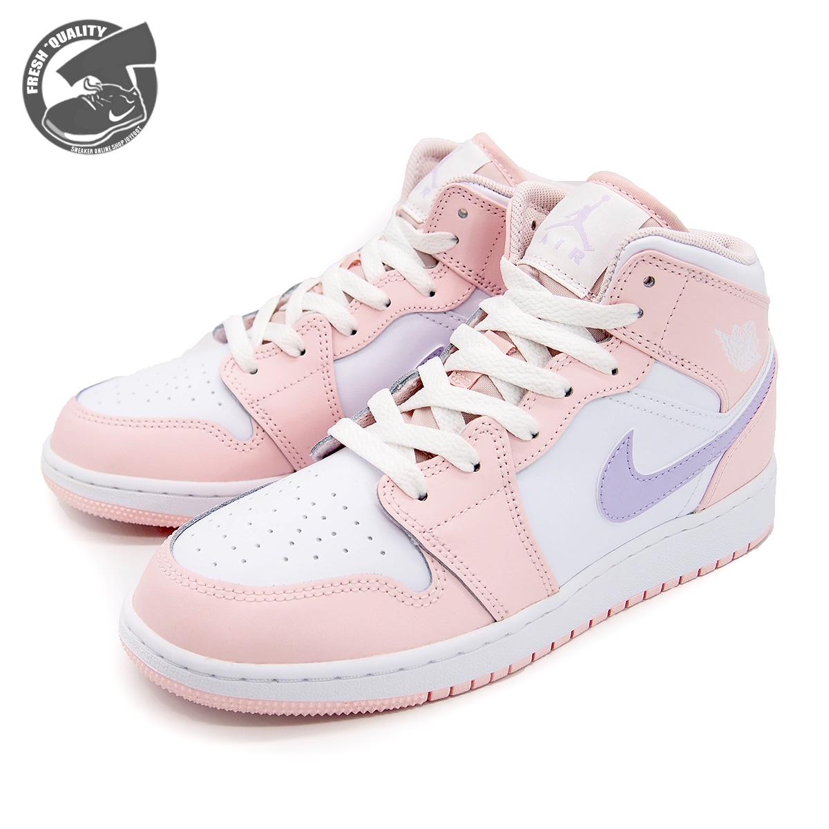 NIKE AIR JORDAN 1 MID GS "PINK WASH WHITE VIOLET FROST" FD8780-601 （ピンクウォッシュ/ホワイト/バイオレットフロスト） Jordan エア ジョーダン 1 子ども用スニーカー、スリッポンの商品画像