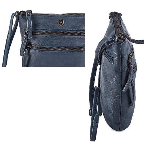 COCHOA маленький Triple Zip натуральная кожа женский Cross корпус - premium Vintage кроссовер плечо sling сумка, Ocean b