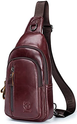 Genuine Leather Sling Bag Casual Chest Bag Travel Hiking Crossbody Shoulder
