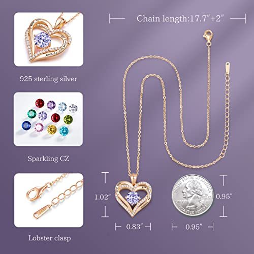CDE Forever Love ハートペンダントネックレス レディース 925スターリングシルバー 誕生石ジルコニア付き 誕生日 バレンタインデー レディース CDE Forever Love ハートペンダントネックレス 925スターリングシルバー 誕生石ジルコニア付き 誕生日 バレンタインデー キュービックジルコニア