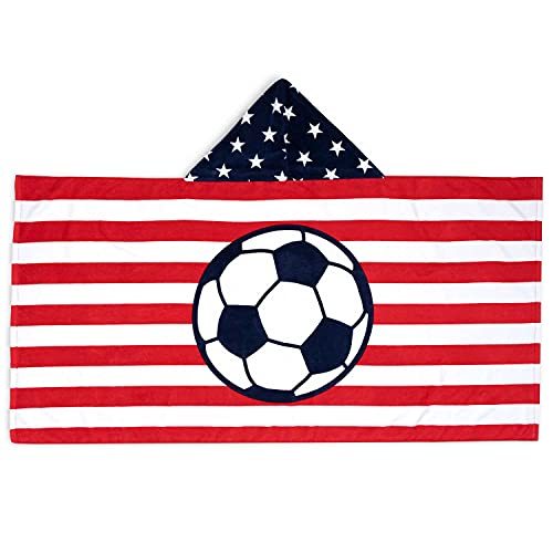 正式的 サッカーアメリカ国旗 サッカープレミアムフード付きビーチタオル 海外からのお取り寄せ商品をお手頃 お気軽に サポーターグッズ