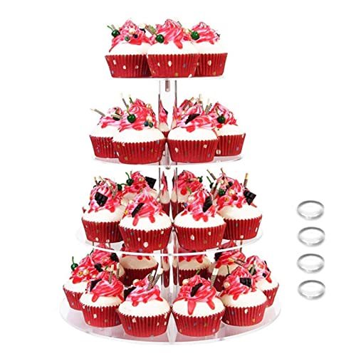 SOQKEEN Cake Stand, Cupcake Stand Round Acrylic Food Display Stands 4 Tier