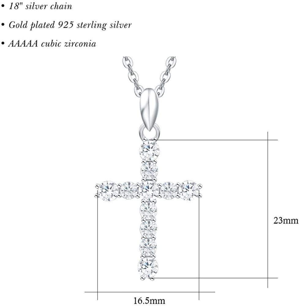 大人気の Carleen ジュエリー 十字架ペンダントネックレス 模造ダイヤモンド Cz キュービックジルコニア スターリングシルバー イエローゴールドメッキ ネックレス ペンダント Www We Job Com