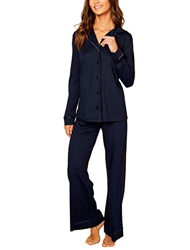 Cosabella Womens Bella Long Sleeve Top &amp; Pants Pajama Set, Navy/Navy, Mediu