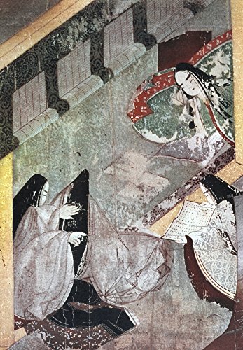 Japan Tale Of Genji Na Court Lady Looks At Pictures One Maid Reads While Th