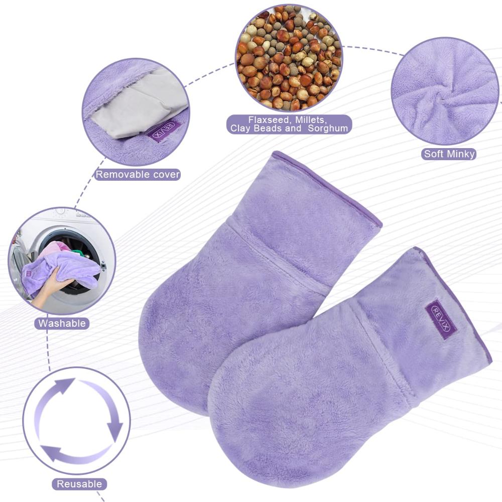 REVIX Microwavable Heating Mittens for Hand and Fingers to Relieve Arthriti