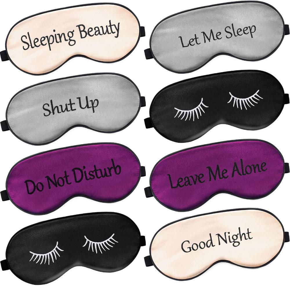 8 Pieces Sleep Mask Silk Eye Mask with Adjustable Strap Soft Blackout Blind