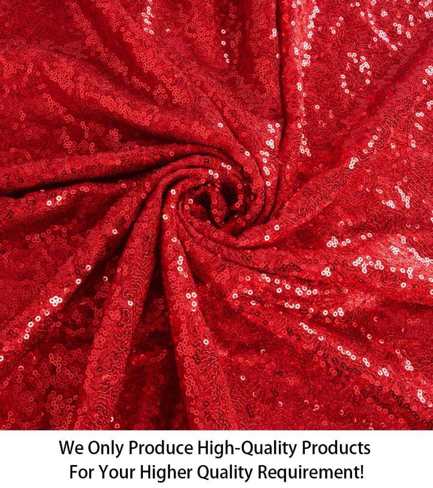 ShiDianYi 12 Feet 4 Yards Red Sequin Fabric, by The Yard, Sequin Fabric, Ta