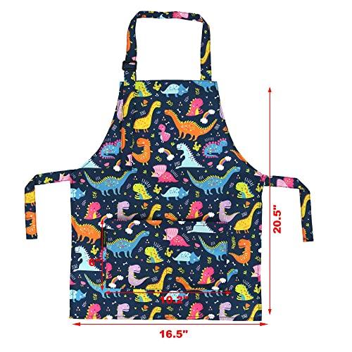 BeeGreen Kids Apron 2 Pack Cooking Aprons with Adjustable Strap Kids Kitche