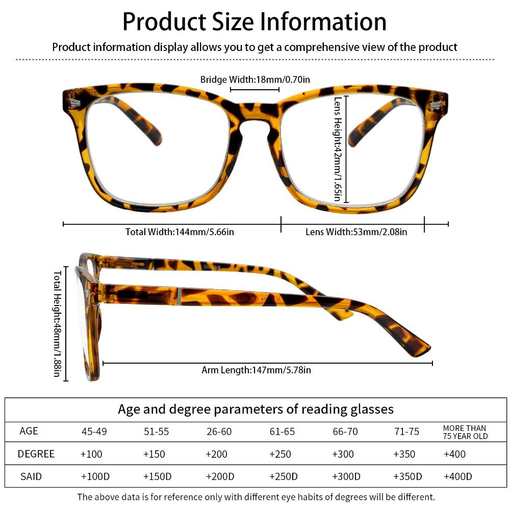 5 Pack Blue Light Blocking Reading Glasses Fashion Square Computer Readers