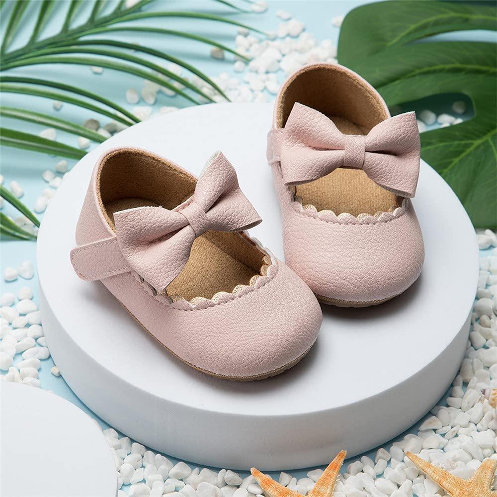 Meckior Infant Baby Girls Bowknot Mary Jane Flats Shoes Toddler Princess We