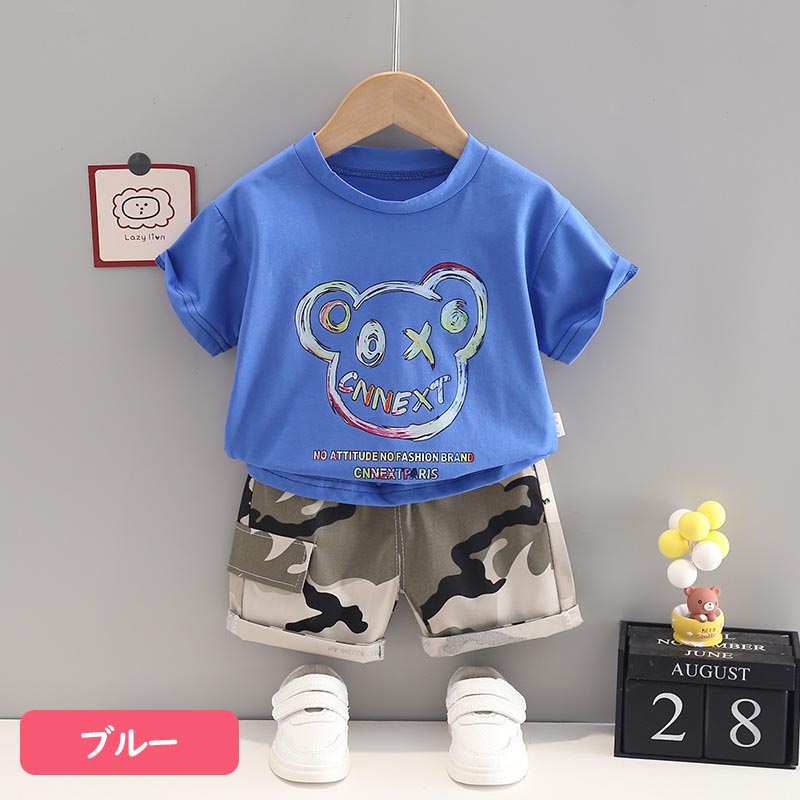  baby clothes setup T-shirt short sleeves .. bear camouflage pattern child clothes top and bottom set man girl summer 80 90 100 110