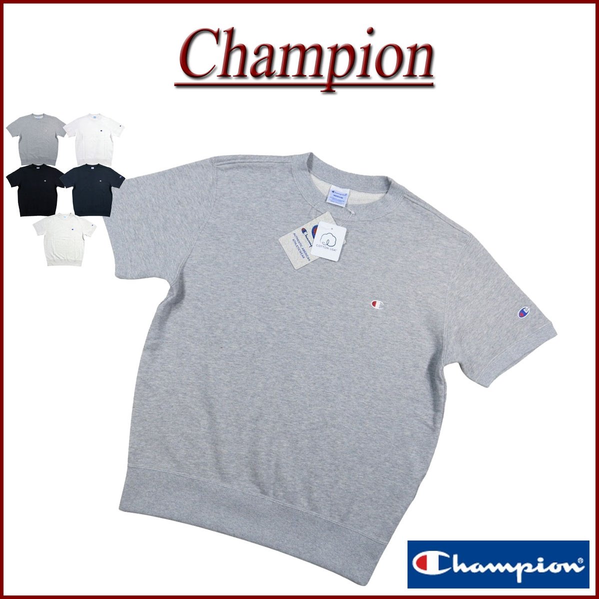 Champion Champion Basic USA хлопок one отметка вышивка короткий рукав одноцветный спортивная фуфайка C3-X013