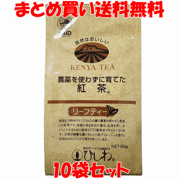 ひしわ 農薬を使わずに育てた紅茶 リーフティー 100g ×10個の商品画像