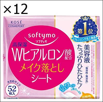 KOSE ソフティモ メイク落としシート ヒアルロン酸 12枚入 ×12 ソフティモ クレンジングの商品画像