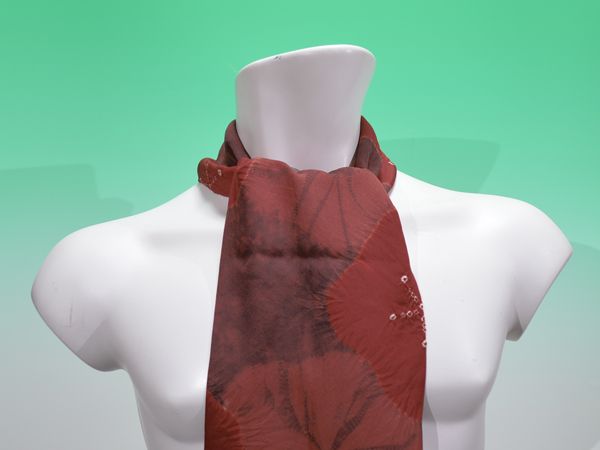 [ ascot tie also ] man and woman use scarf silk red tea color aperture stop plum pattern little thick cloth little with translation click post shipping ( post mailing hour designation un- possible )