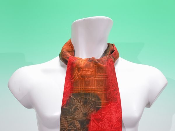 [ ascot tie also ] man and woman use handmade scarf silk . color * burnt tea color . pattern click post shipping ( post mailing hour designation un- possible )