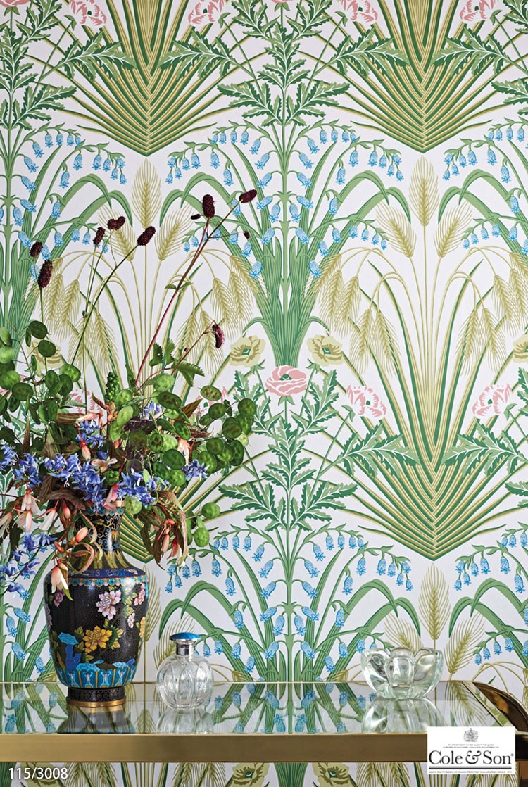 輸入壁紙 クロス テシード イギリス製 花柄 グリーン アールヌーボー