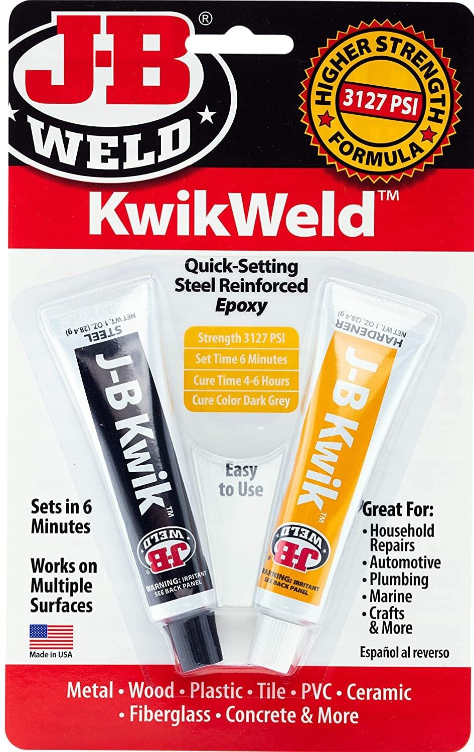 J-B Weld 8276 KwikWeld Quick setting steel strengthen epoxy - dark gray 