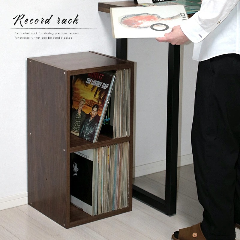  record rack record storage shelves bookcase stylish display wooden LP rcr-7135